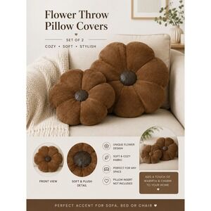 Set of 2 Pumpkin Decorative Throw Pillows Terracotta Brown Fall Autumn Decor